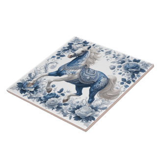 Lapis Steed: Floral Tapestry Tile