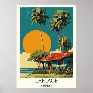 LaPlace Louisiana Vintage Bayou Cabin Sunset Art Poster