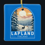 Lapland Finland Travel Art Vintage Ceramic Ornament<br><div class="desc">Lapland retro vector travel design. Lapland is Finland’s northernmost region known for its vast subarctic wilderness,  ski resorts and natural phenomena.</div>