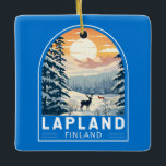 Lapland Finland Travel Art Vintage Ceramic Ornament<br><div class="desc">Lapland retro vector travel design. Lapland is Finland’s northernmost region known for its vast subarctic wilderness,  ski resorts and natural phenomena.</div>