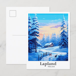 Lapland Finland Travel Potrait Illustration Postcard
