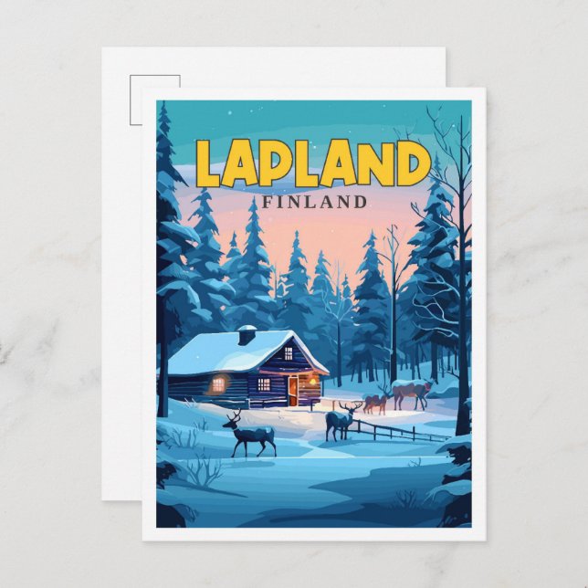 Lapland Finland vintage travel illustration Postcard (Front/Back)