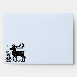 Lapland Girl Holds Reindeer Christmas Envelope