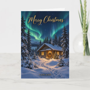 Lapland Northern Lights Merry Christmas Holiday Card