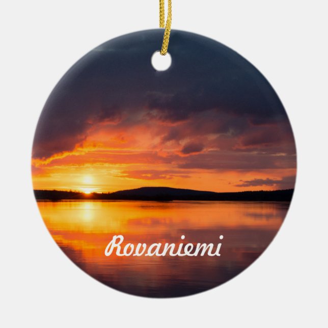 Lapland Sunset Ceramic Tree Decoration (Front)