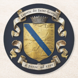 Laporte dit Saint Georges Coat of Arms 5 Round Paper Coaster