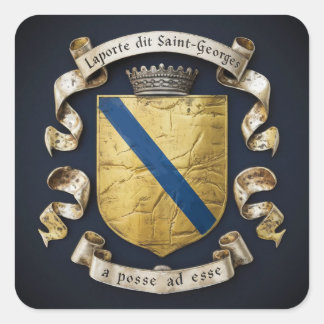 Laporte dit Saint Georges Coat of Arms 5 Square Sticker