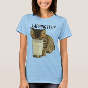 Lapping It Up Cute Tabby Drinking Milk From A Glas T-Shirt