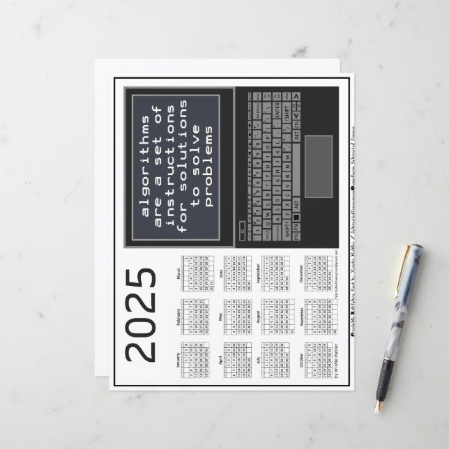 Laptop Algorithms Solve Problems 2025 Calendar  (Front/Back In Situ)