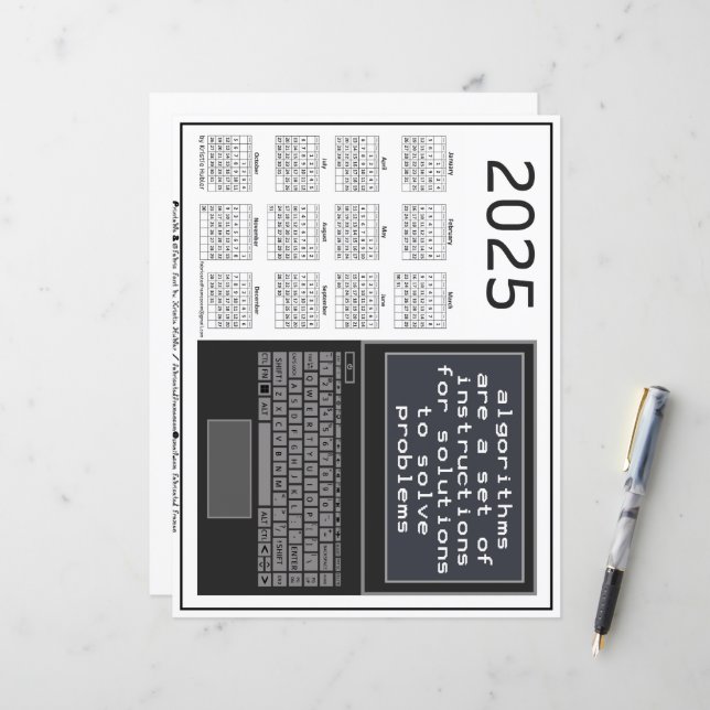 Laptop Algorithms Solve Problems 2025 Calendar (Front/Back In Situ)