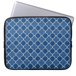 Laptop Blue Quatrefoil Pattern Sleeve
