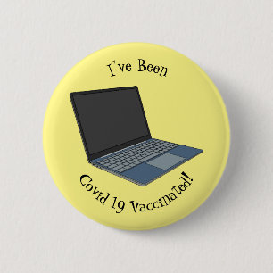 Laptop cartoon illustration 6 cm round badge