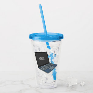 Laptop cartoon illustration acrylic tumbler