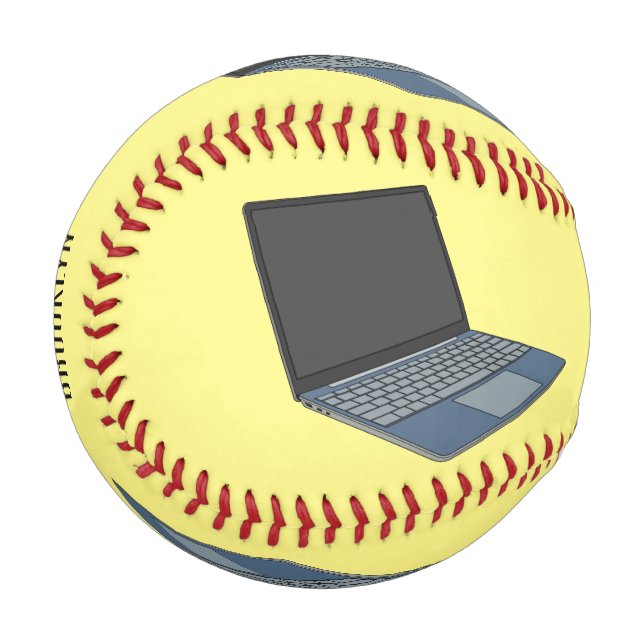 Laptop cartoon illustration  baseball (Front Left)
