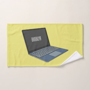 Laptop cartoon illustration  bath towel set
