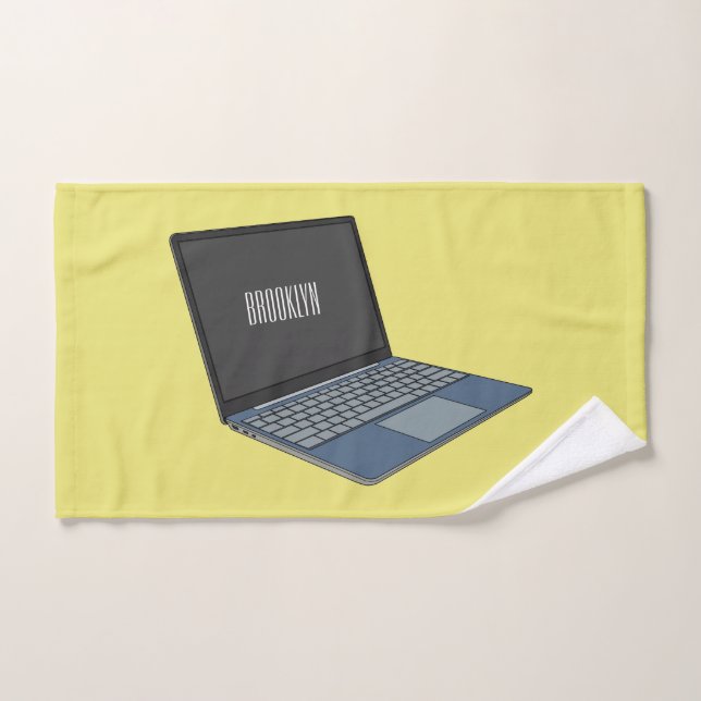 Laptop cartoon illustration  bath towel set (Hand Towel)