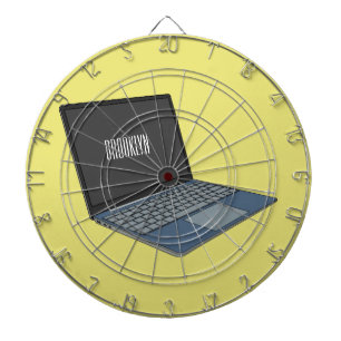 Laptop cartoon illustration dartboard