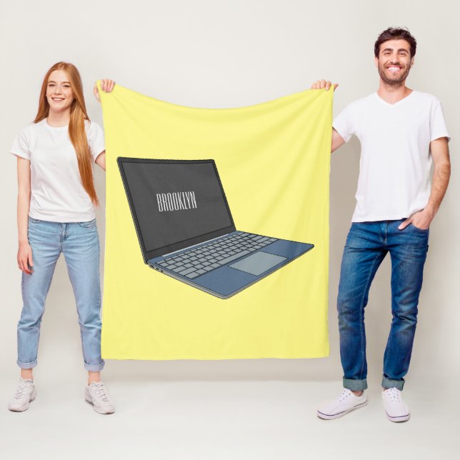 Laptop cartoon illustration  fleece blanket (In Situ)