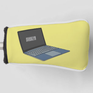 Laptop cartoon illustration  golf head cover