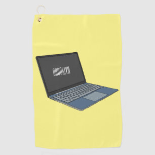 Laptop cartoon illustration  golf towel