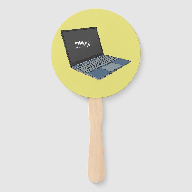 Laptop cartoon illustration  hand fan (Front)