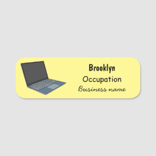 Laptop cartoon illustration name tag