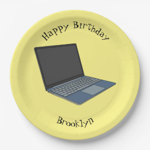 Laptop cartoon illustration paper plate