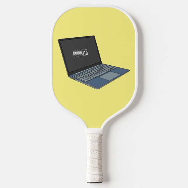 Laptop cartoon illustration  pickleball paddle (Front)