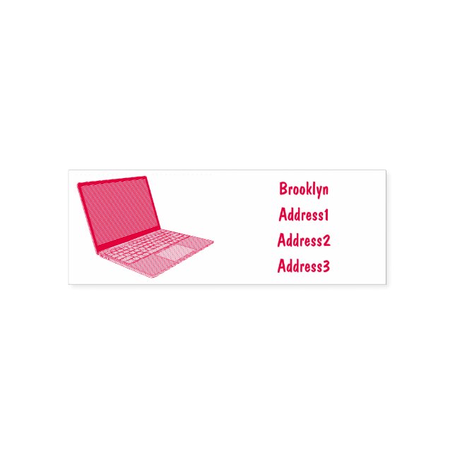 Laptop cartoon illustration  self-inking stamp (Design)