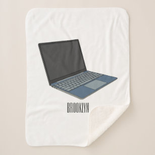 Laptop cartoon illustration sherpa blanket