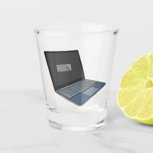 Laptop cartoon illustration shot glass