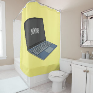 Laptop cartoon illustration shower curtain