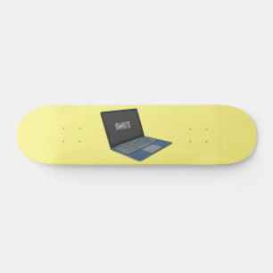 Laptop cartoon illustration skateboard