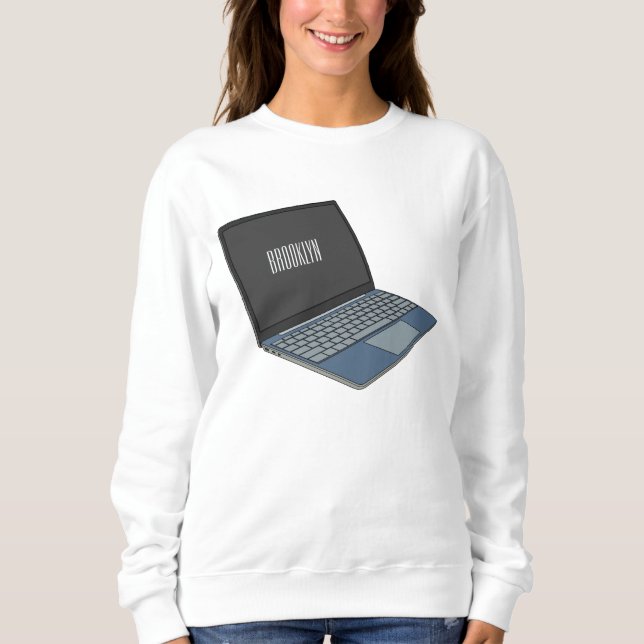Laptop cartoon illustration  sweatshirt (Front)