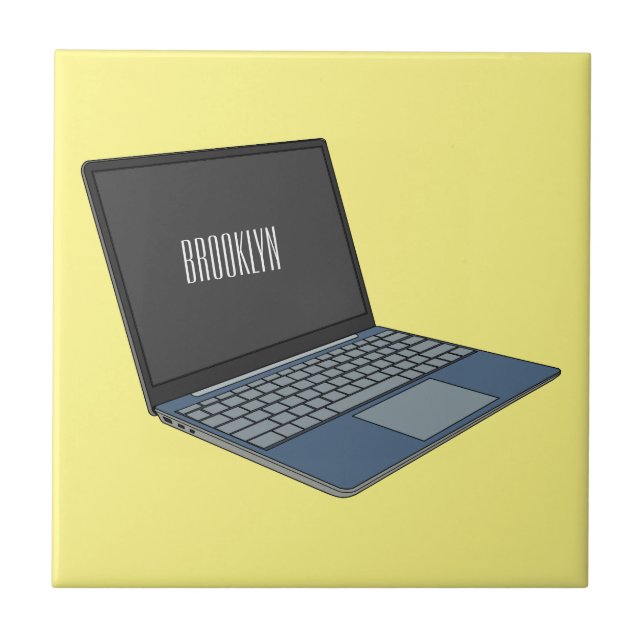 Laptop cartoon illustration  tile (Front)