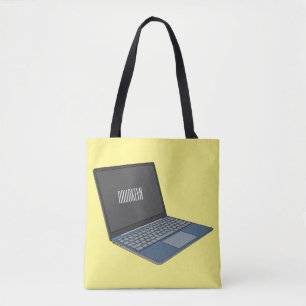 Laptop cartoon illustration tote bag