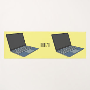 Laptop cartoon illustration  yoga mat