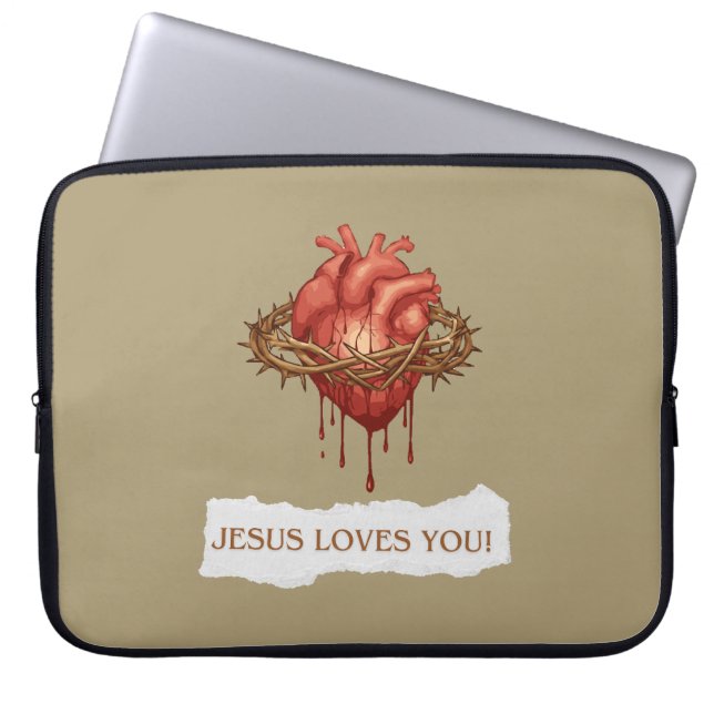 Laptop Case with "Jesus Loves You" Phrase (Front)