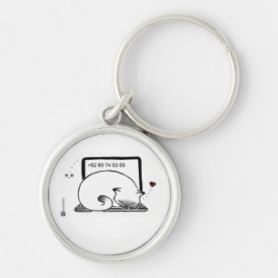 Laptop Cat Bed (Blue Point Siamese) Key Charm Ring