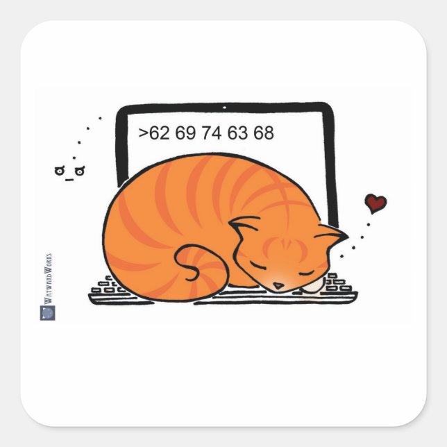 Laptop Cat Bed (Orange Tabby) Square Sticker (Front)