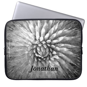 Laptop Computer Sleeve Agave Spikes Black & White