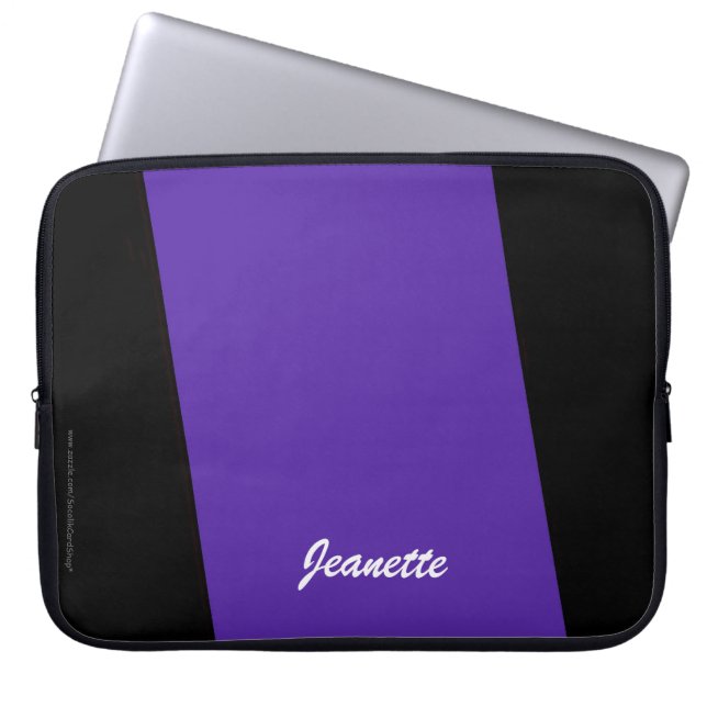 Laptop Computer Sleeve Purple and Black One Stripe (Front)