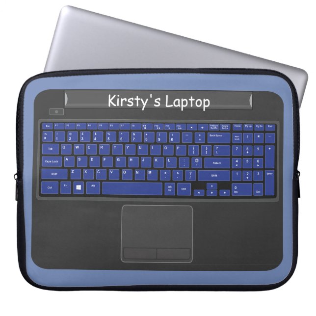 Laptop graphic with blue keys laptop sleeve (Front)