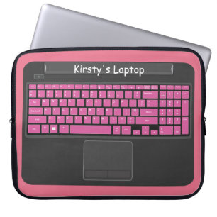 Laptop graphic with pink keys sleeve