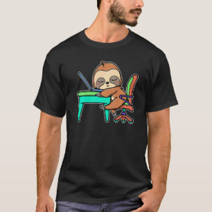 Laptop Home Office Work Sloth Homeworking Job T-Shirt
