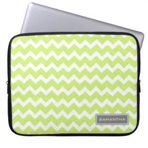 Laptop Lime Chevron Custom Name Sleeve