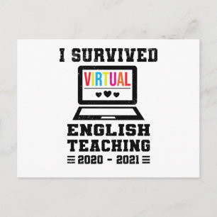 Laptop School Colourful Teacher English Distance Postcard