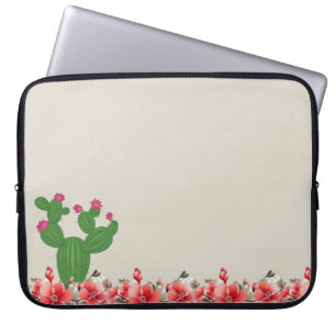 Laptop Sleeve Cactus Orange Flowers Floral