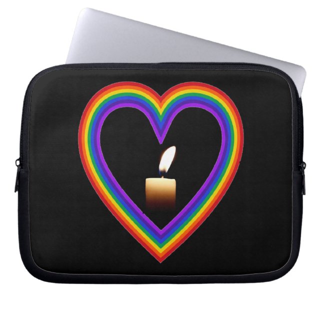 Laptop Sleeve Candle In A Ranbow Heart (Front)
