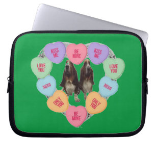 Laptop Sleeve Candy Love Hearts wIith Bassets